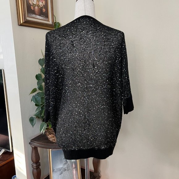 Miracle City Black Knit Sequined Cashmere Blend Top sz S/M - Picture 9 of 10